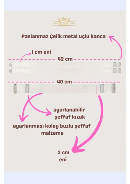 Sırtı Şeffaf Sütyenler Için Yedek Sırt ve Omuz Şeffaf Askı Paketi (1 Adet Sırt - 1 Çift Omuz Askısı)