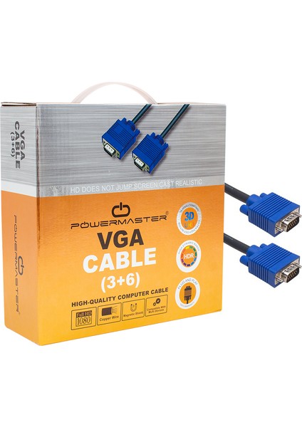 VGA Kablo 15 Pin 3+6 Erkek/erkek 15M Kutulu (4172)
