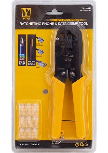 YK-2008 RJ11-RJ12-RJ22-RJ45 Soket Sıkma Pensesi (4172)