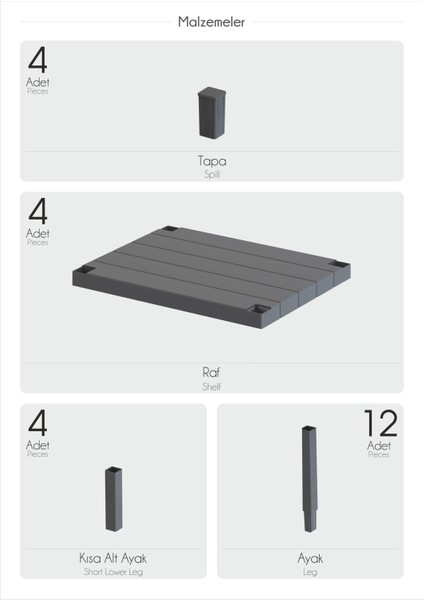 4 Katlı Banyo Rafı, Havluluk, Deterjanlık Makyaj Organizer