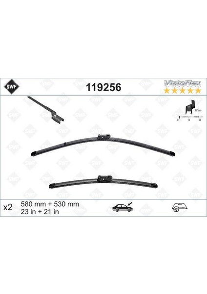 Swf Visioflex Flat Blade X2 580 530 mm Land Rover Evoque 09/11 . Range Rover Evoque 09/11 11