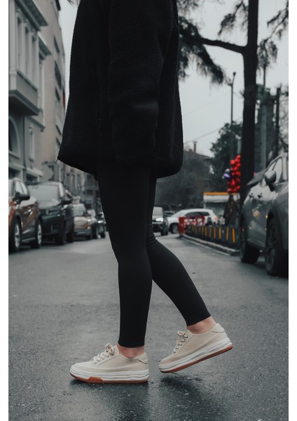 Kadın Sneaker Yüksek Taban Bağcıklı Bez Spor Ayakkabı Kotnel fiyatları