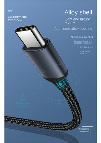 Android Telefon Dinleme Için Typec Kulaklık Adaptörü Type-C 3.5mm Ses Arabirim Kablosu (Siyah) (Yurt Dışından)