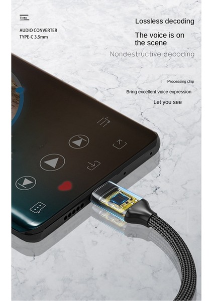 Android Telefon Dinleme Için Typec Kulaklık Adaptörü Type-C 3.5mm Ses Arabirim Kablosu (Siyah) (Yurt Dışından)