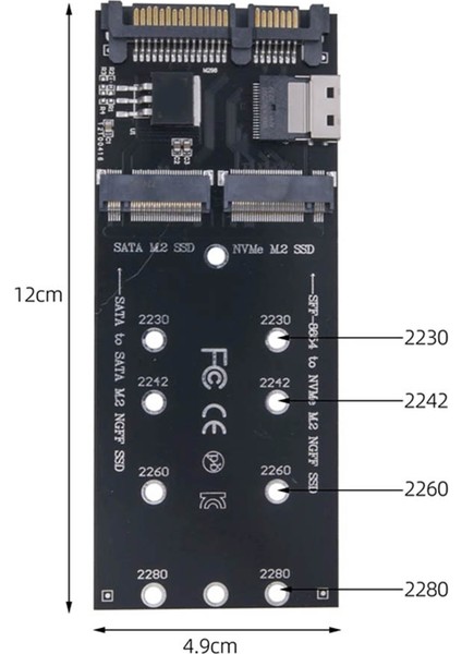 M2 SSD Adaptörü M.2 Sata Ngff To + Nvme SFF-8654 Dönüştürücü Genişletme Kartı (Yurt Dışından)