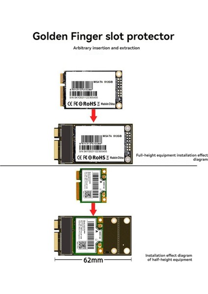 Mini Pcıe/msata Adaptörü Katı Hal Sürücü Dönüştürücü Genişletme Kartı Test Kartı Msata SSD Pcı Express Wifi (Yurt Dışından)