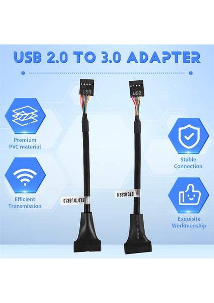 Adet USB 3.0 Başlığı 2.0'a, USB 2.0 Anakart Adaptör Kablosu, 19 Pin Usb3.0 Erkek 9 Usb2.0 Dişi (Yurt Dışından)