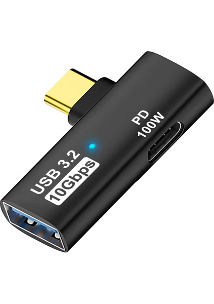 100W Şarj Portlu 2'si 1 Arada USB C - 3.2 Adaptörü, Ally Için 4/3 Otg Dönüştürücü, Siyah (Yurt Dışından)