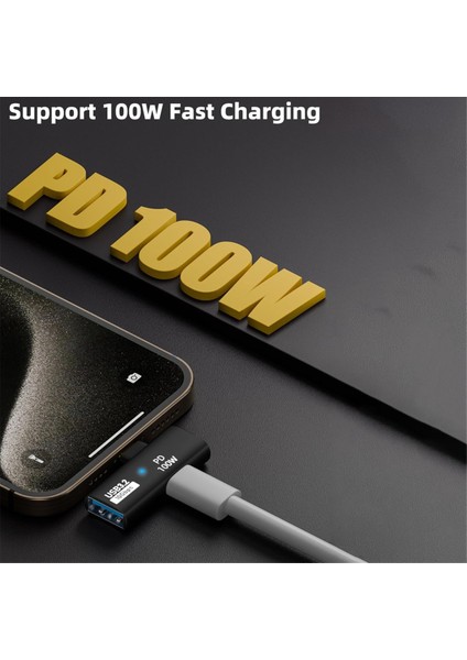 100W Şarj Portlu 2'si 1 Arada USB C - 3.2 Adaptörü, Ally Için 4/3 Otg Dönüştürücü, Siyah (Yurt Dışından)