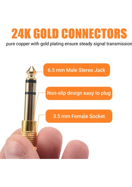 Kulaklık Adaptörü Stereo Altın Fiş 1/4" (6,3 Mm) Erkek Ila 1/8" (3,5 Mm) Dişi (Yurt Dışından)