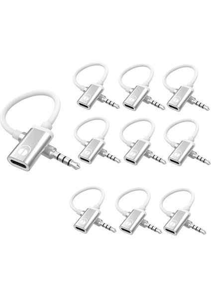10 Adet 3.5mm Erkek - Tip C Dişi Ses Kablosu Kordonu, Analog Jack Kulaklık Adaptörü Mp3 Çalar, Dizüstü Bilgisayar (Yurt Dışından)