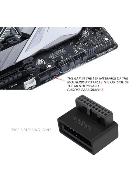 PH19B USB 3.0 Dahili Başlık Usb3.0 19/20P Soket 90 Derece Adaptör Dönüştürücü Bilgisayar Anakartı Için (Yurt Dışından)