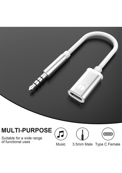 10 Adet 3.5mm Erkek - Tip C Dişi Ses Kablosu Kordonu, Analog Jack Kulaklık Adaptörü Mp3 Çalar, Dizüstü Bilgisayar (Yurt Dışından)