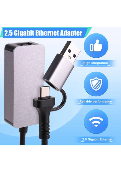 2.5 Gigabit Ethernet Adaptörü Tip-C USB 3.0 - RJ45 Lan 2500MBPS Yüksek Hızlı 2.5g Ağ Kartı Nas Dizüstü Bilgisayar Için (Yurt Dışından)