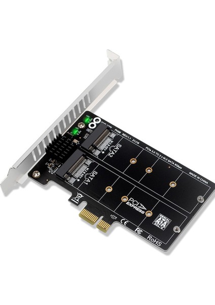 PH58 2 x M2 Sata - Pcıe Adaptör Kartı Çift Disk Ekran Ayırıcı Genişletme Pcıe X1 Ngff SSD (Yurt Dışından)