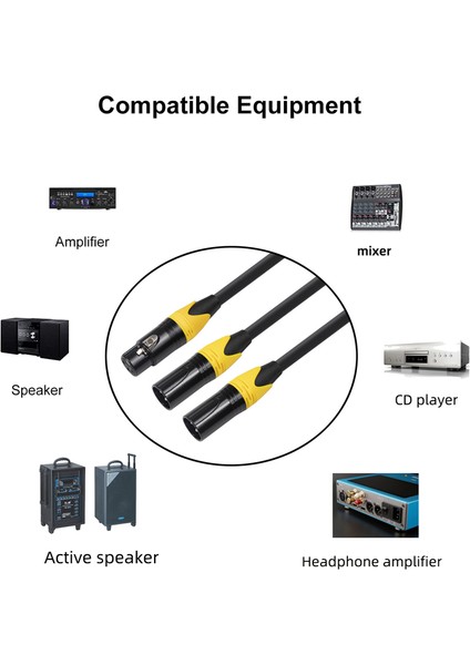 Xlr Ayırıcı Kablo, 3 Pin Dişi Çift Erkek Ses Kablosu Y Dengeli Mikrofon Kablosu Adaptörü (Yurt Dışından)