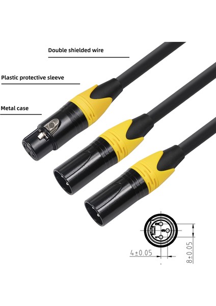 Xlr Ayırıcı Kablo, 3 Pin Dişi Çift Erkek Ses Kablosu Y Dengeli Mikrofon Kablosu Adaptörü (Yurt Dışından)