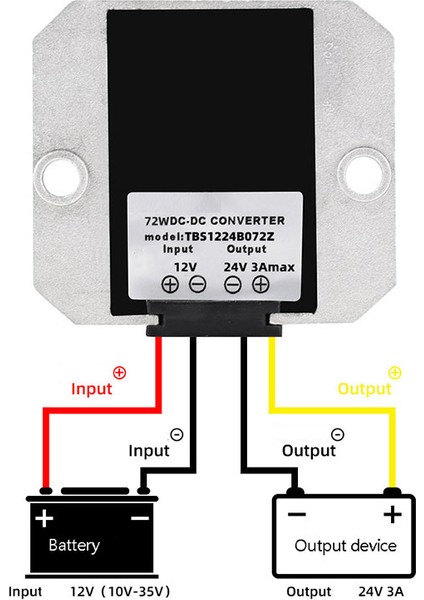 Dc-Dc Transverter 12V Step Up 24V 3A 72W Araba Güç Dönüştürücü Regülatörü Su Geçirmez Evrensel (Yurt Dışından)