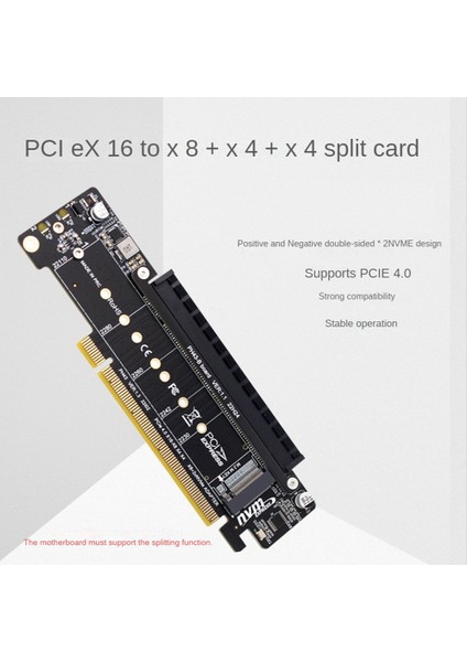 Pcıe4.0 Bölünmüş Genişletme Yükseltici Kartı Pcıe X16 To M.2 Nvme SSD Adaptörü X8+X4+X4 Quad Vroc .2 Nvme Bağlantı Noktası (Yurt Dışından)