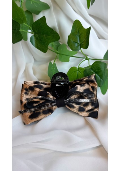Leopar Kumaş Fiyonk Model Mandal Toka