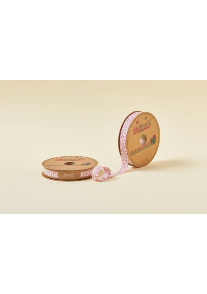 Biye Çiçekli Katlı A02 Pembe 2 cm 25 Metre %65 Koton %35 Polyester
