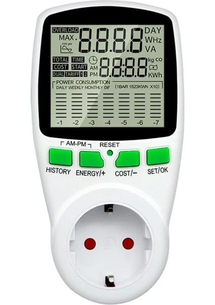 Dijital Wattmetre Enerji Sarfiyat Ölçer Tüketim Ölçer 220 Volt 16 Amper 3680 Watt Priz GO506089MT-25875