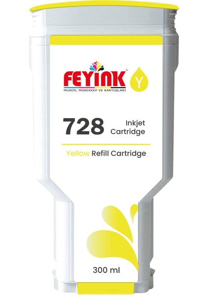 ® Hp 728 Yellow 300 Ml. Sarı Orijinal Mürekkep Dolumlu Feyink Kartuş