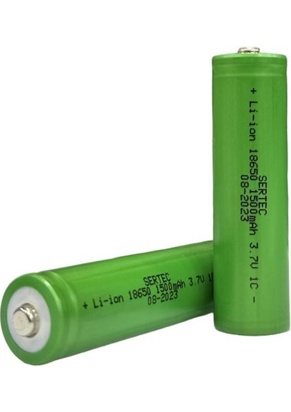 2 Adet Şarj Edilebilen Pil 18650 3.7 Volt 1500 Mah Li-Ion Şarjlı Pil (Başlı)