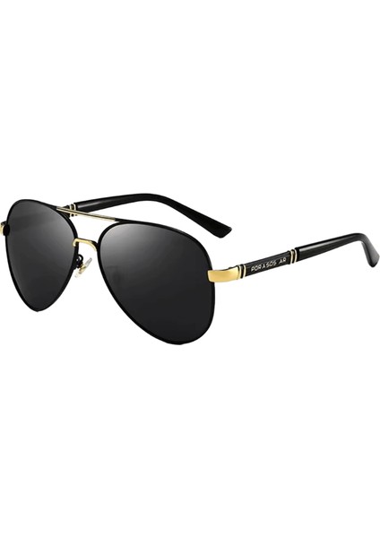 Erkek Polarize Güneş Gözlüğü Aviator Güneş Gözlüğü Erkekler Kadınlar Için Seyahat Için Metal Çerçeve Gözlük Sörf Sürüş Balıkçılık UV400 Lensler RENK:8722-ALTIN-SIYAH (Yurt Dışından)