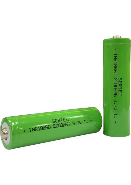2 Adet Şarj Edilebilen Pil 18650 3.7 Volt 2000 Mah Li-Ion Şarjlı Pil (Başlı)
