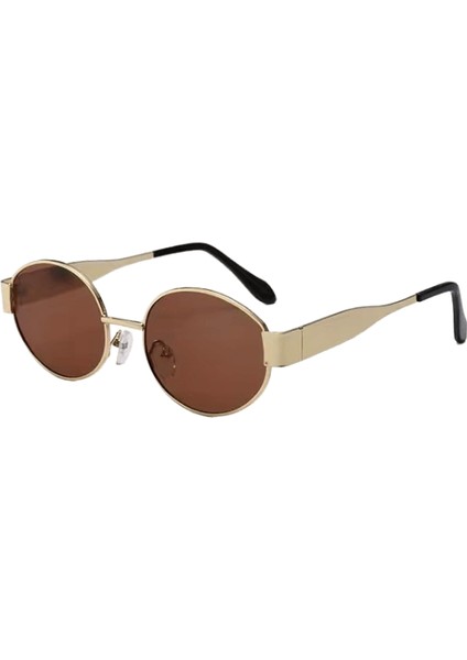 Kadınlar Için Oval Güneş Gözlüğü Erkekler Trendy Metal Çerçeve Güneş Gözlükleri Klasik Tonlar Lensler RENK:TY1096-TEA (Yurt Dışından)