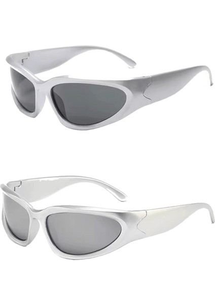 1/2/3 Adet Moda Erkek ve Kadın Güneş Gözlüğü High-End Y2K Kare Bisiklet Gözlükleriuv Dalı Güneş Gözlüğü Açık Yürüyüş Glas Lens Rengi: 2pcgümüşgri / Çerçeve Rengi: Diğer (Yurt Dışından)