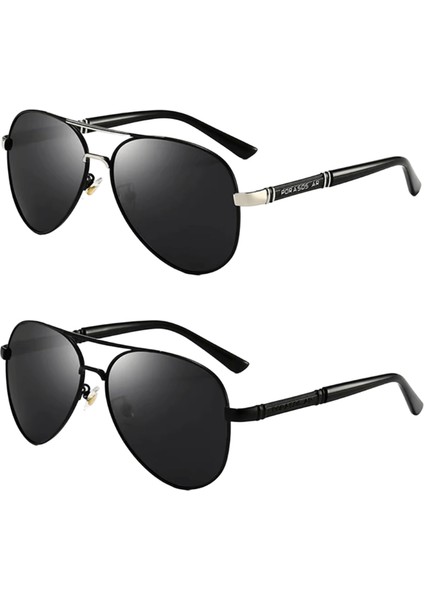 Erkek Polarize Güneş Gözlüğü Aviator Güneş Gözlüğü Erkekler Kadınlar Için Seyahat Için Metal Çerçeve Gözlük Sörf Sürüş Balıkçılık UV400 Lensler Renk: 2pcs (Yurt Dışından)