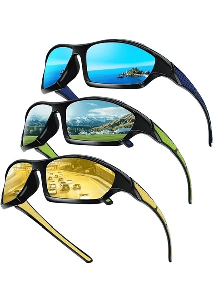 3 Adet Gelişmiş Cool Fantasy Polarize Surround Moda Gözlük, Erkek ve Kadın Açık Hava Sporları, Bisiklet, Balıkçılık, Yürüyüş, Golf Lensleri Renk: 3pcs-5 (Yurt Dışından)