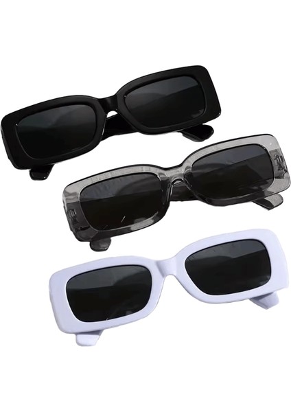 3pcs Kare Moda Kadın Güneş Gözlüğü Y2K Hip Hop Tatil Plaj Parti Dekorasyon Gözlük Erkek Lensler Renk:c1 (Yurt Dışından)