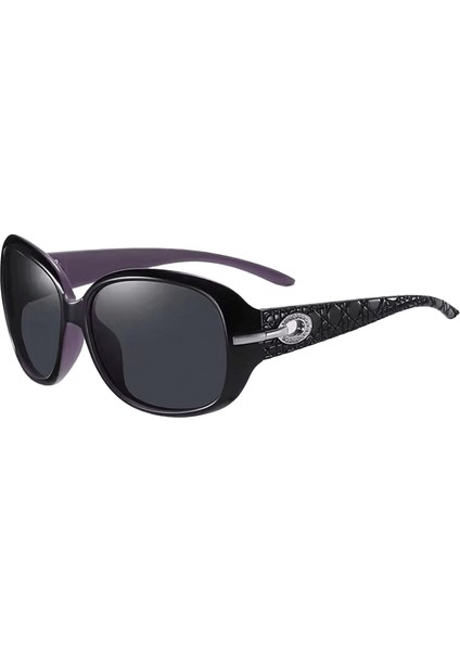 Polarize Güneş Gözlüğü Kadın Marka Tasarımcı Güneş Gözlükleri Moda Klasik Büyük Çerçeve Cam Kadın Vintage Oculos De Sol ST2012LENSES Renk:mor (Yurt Dışından)