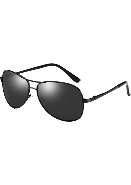 Klasik Pilot Polarize Güneş Gözlüğü Erkek Kadın Moda Metal Havacılık Güneş Gözlüğü Vintage Siyah Sürüş Tonları UV400LENS Renk:siyah Siyah (Yurt Dışından)