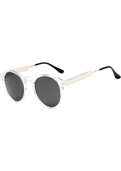 Retro Yuvarlak Güneş Gözlüğü Kadın Erkek Marka Tasarım Şeffaf Kadın Güneş Gözlüğü Erkek Oculos De Sol Feminino Lunette Soleil UV400 Lensler Renk:c4 Şeffaf Gri (Yurt Dışından)