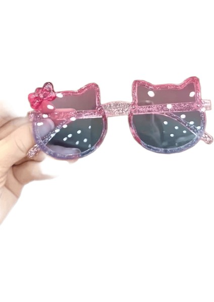 Yaz Çocuk Sevimli Kitty Güneş Gözlüğü Akrilik Yay Açık Uv Koruma Güneş Gözlükleri Bebek Kız Klasik Çocuk Erkek UV400 Gözlük Lensleri Renk:pembe Mavi (Yurt Dışından)