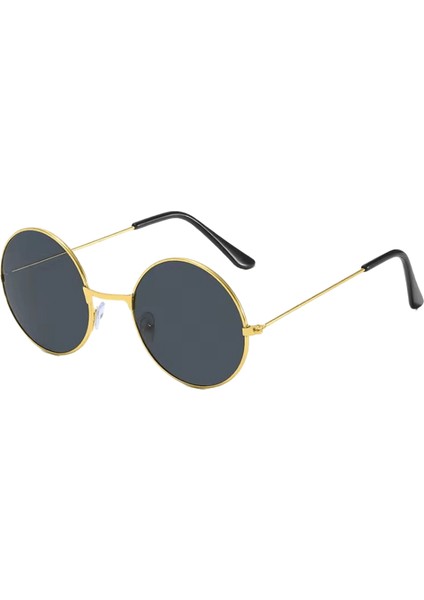 Erkekler ve Kadınlar Için Yuvarlak Metal Güneş Gözlüğü, Retro Vintage Güneş Gözlüğü, Popüler Balıkçılık Gözlükleri, Moda Eğlence Gözlükleri, UV400 Lensler Renk: Altın-Gri (Yurt Dışından)