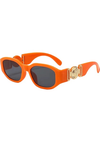Yeni Moda Düzensiz Güneş Gözlüğü Vintage Erkek Kadın Personlity Küçük Çerçeve Shades Güneş Gözlükleri Son Popüler UV400 Lensler Renk:turuncu Siyah (Yurt Dışından)
