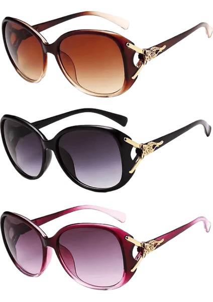 3 Adet Moda Büyük Boy Güneş Gözlüğü Kadın Plastik Kadın Büyük Çerçeve Degrade Güneş Gözlükleri UV400 Gafas De Sol Mujerlens Rengi: P1 / Çerçeve Rengi: Diğer (Yurt Dışından)