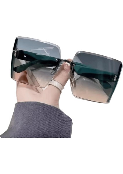Yeni Vintage Kare Güneş Gözlüğü Kadın Klasik Retro Degrade Ayna Çerçevesiz Güneş Gözlükleri Kadın Modası Çerçevesiz Oculos De Sollens Rengi: C / Çerçeve Rengi: 1 Adet (Yurt Dışından)