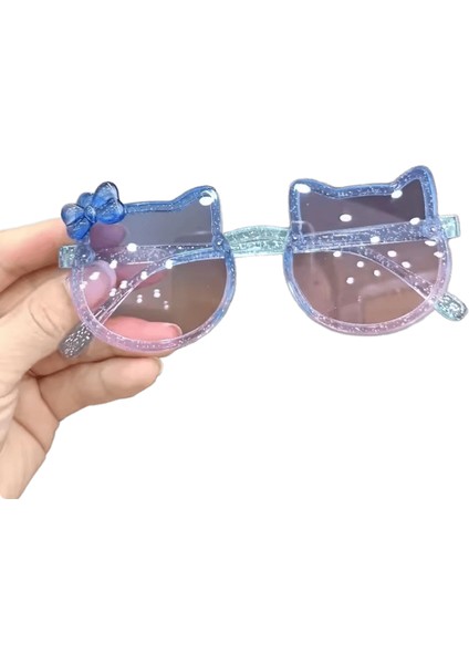 Yaz Çocuk Sevimli Kitty Güneş Gözlüğü Akrilik Yay Açık Uv Koruma Güneş Gözlükleri Bebek Kız Klasik Çocuk Erkek UV400 Gözlük Lensleri Renk:mor Pembe (Yurt Dışından)