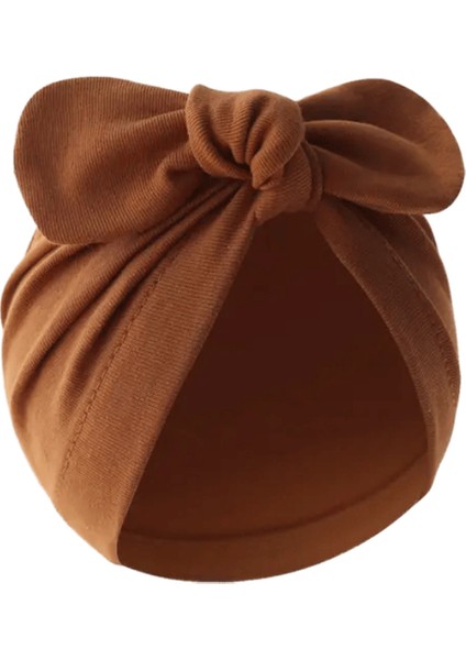 Düz Renkli Yeni Doğan Hint Şapkası Büyük Yay Bebek Bebek Kapağı Yumuşak Pamuklu Bebek Beanie Elastik Kafa Bandı Saç Bandı Çocuk Saç Aksesuarları Renk: Kahverengi (Yurt Dışından)