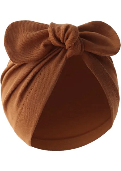 Düz Renkli Yeni Doğan Hint Şapkası Büyük Yay Bebek Bebek Kapağı Yumuşak Pamuklu Bebek Beanie Elastik Kafa Bandı Saç Bandı Çocuk Saç Aksesuarları Renk: Kahverengi (Yurt Dışından)