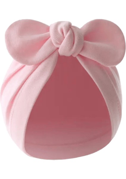 Düz Renkli Yeni Doğan Hint Şapkası Büyük Yay Bebek Bebek Kapağı Yumuşak Pamuklu Bebek Beanie Elastik Kafa Bandı Saç Bandı Çocuklar Saç Aksesuarları Color: Pembe (Yurt Dışından)