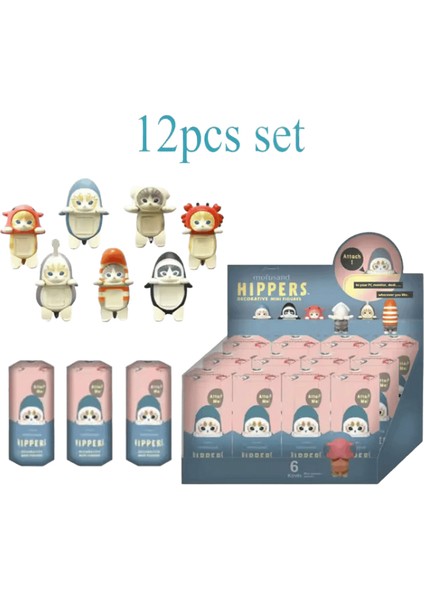 Kawaii Sonny Angel Mofusand Hippers Serisi Kör Kutu Aksiyon Figürü Sevimli Bebek Gizem Kutusu Cep Telefonu Araba Dekoru Noel Hediyesi Renk: 12 Adet Set (Yurt Dışından)