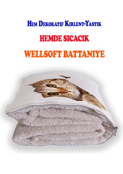 Sevimli Kedi Desenli Iç Dolgusu Battaniyeli Araç Içi Opsiyonel Yastık 36X36CM fiyatları