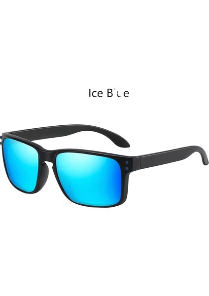 Moda Erkek Kadın Vintage Kare Polarize Güneş Gözlüğü Sürüş Balıkçılık Marka Tasarımcı Güneş Gözlükleri Adam Retro Shades UV400 Gözlük Lensleri Renk: Buz Mavisi (Yurt Dışından)